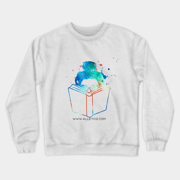 Woman Reading Messy Bun Color Splash Crewneck Sweatshirt by Alley Ciz